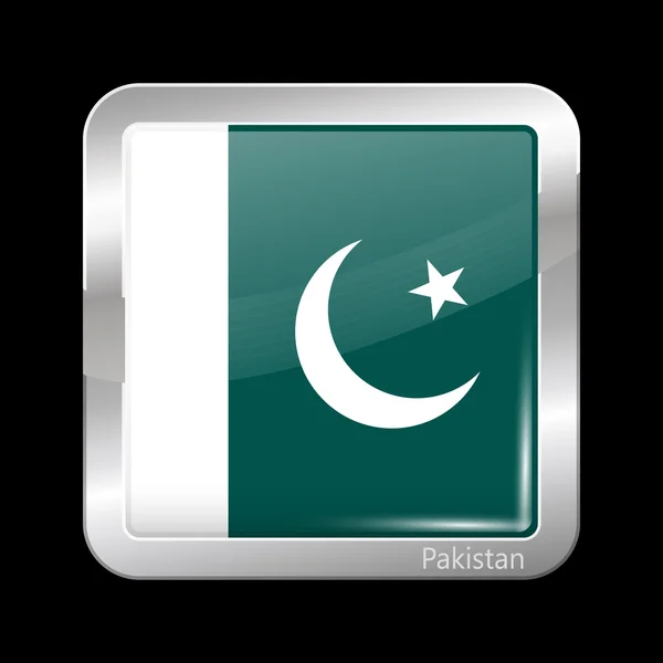 Flagge Pakistans. metallische Symbolform quadratisch — Stockvektor