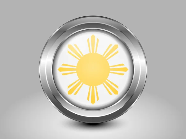 Philippines Variant Flag. Metal Round Icon — Stock Vector