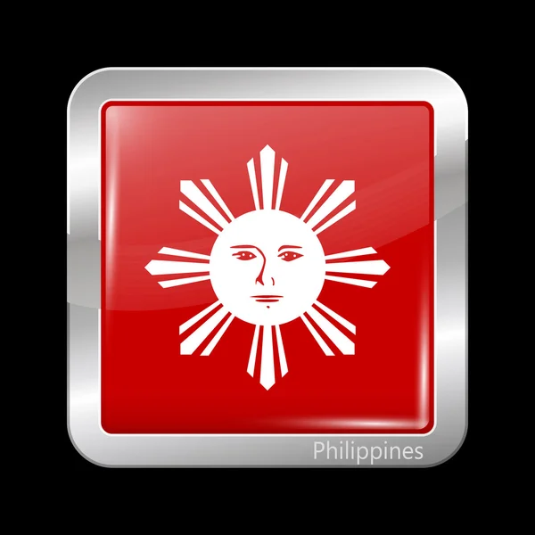 Bandera variante de Filipinas. Icono metálico Forma cuadrada — Vector de stock