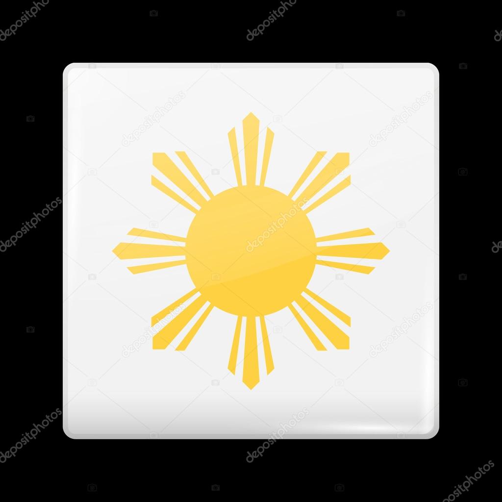 Philippines Variant Flag. Glassy Icon Square Shape