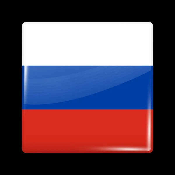 Flag of Russia. Glassy Icon Square Shape — Stock Vector