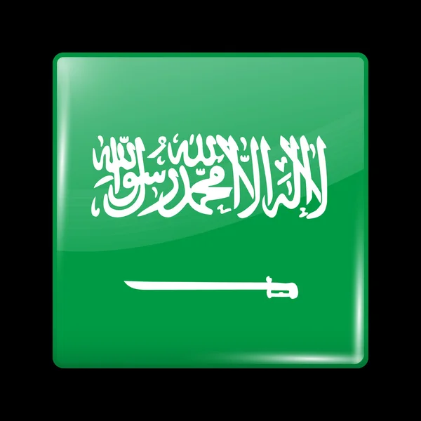 Saudi arabia Variante Flagge. glasige Ikone quadratische Form — Stockvektor