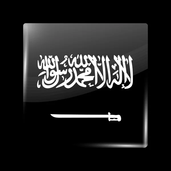 Saudiarabien Variant flagga. Glasartade ikonen Square form — Stock vektor