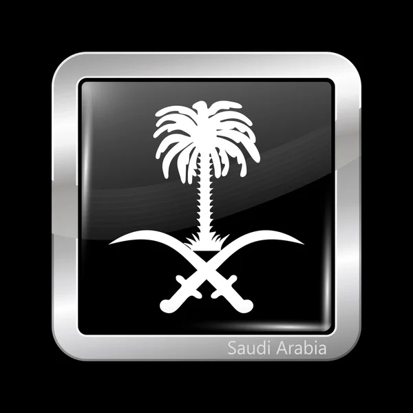 Arábia Saudita Variant Flag. Forma quadrada do ícone metálico — Vetor de Stock