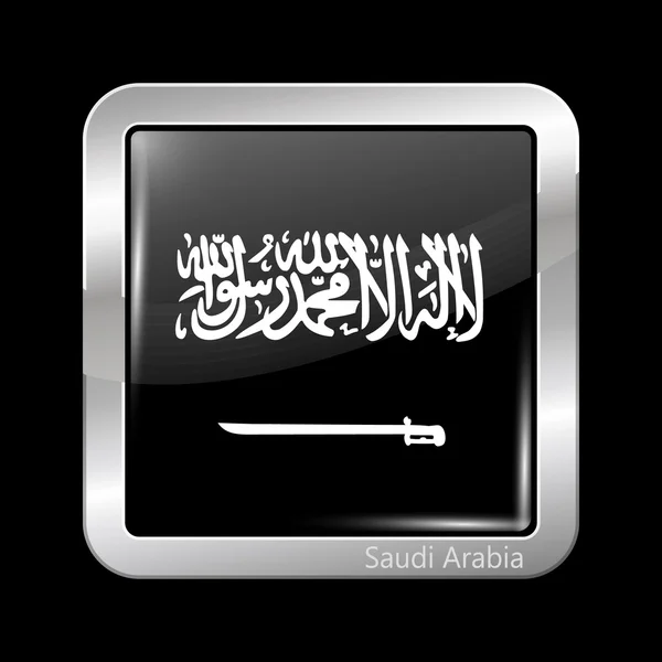 Saudi arabia Variante Flagge. metallische Symbolform quadratisch — Stockvektor