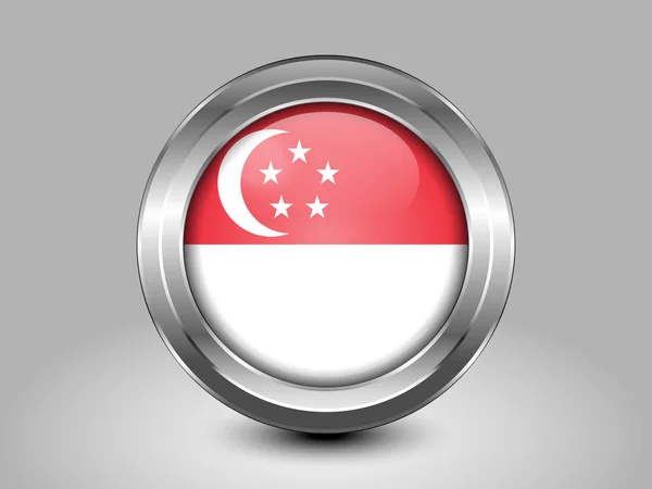 Bendera Variasi Singapura. Ikon Bundar Logam - Stok Vektor