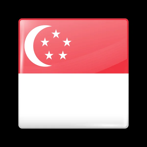 Bendera Singapura. Glassy Icon Square Bentuk - Stok Vektor