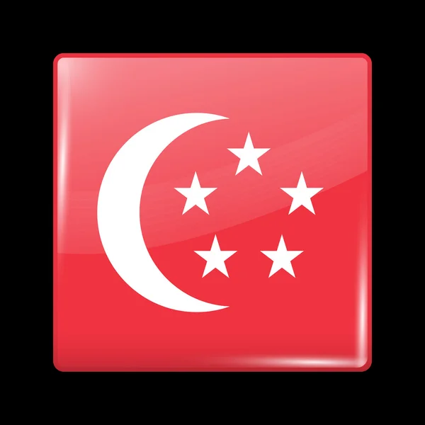 Bendera Variasi Singapura. Glassy Icon Square Bentuk - Stok Vektor