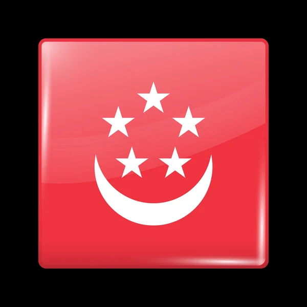 Bendera Variasi Singapura. Glassy Icon Square Bentuk - Stok Vektor