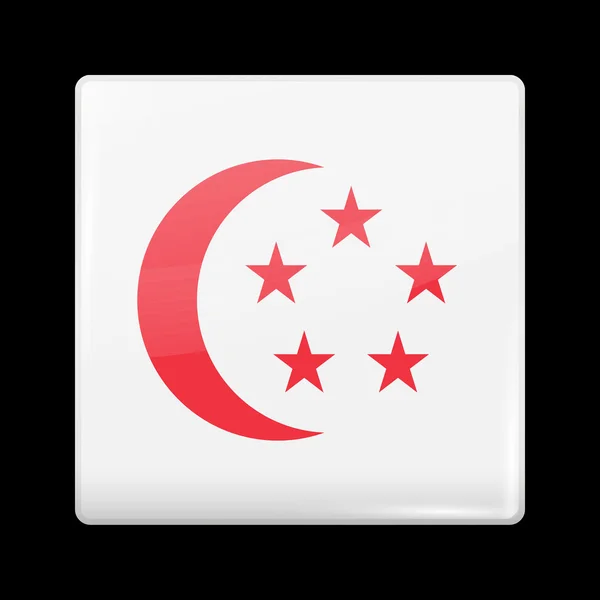 Singapore Variant Flag. Glassy Icon Square Shape — Wektor stockowy