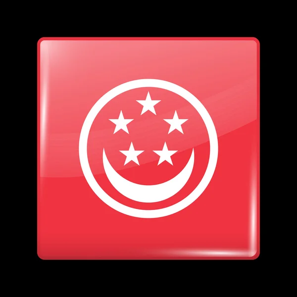 Singapore Variant Flag. Glassy Icon Square Shape — 图库矢量图片