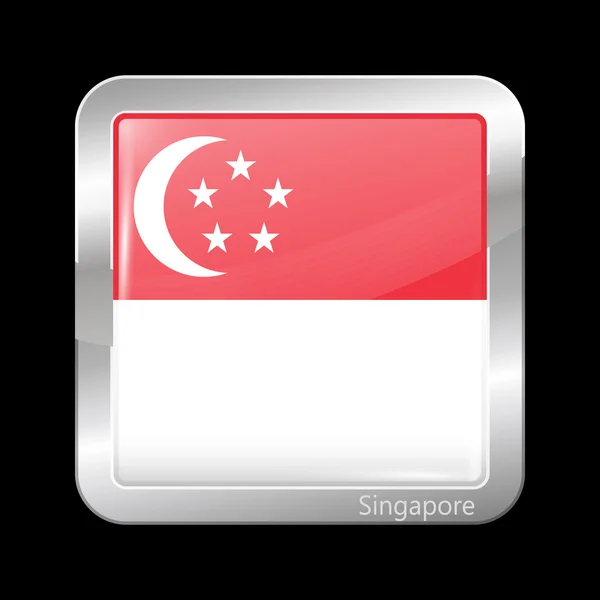 Bendera Singapura. Bentuk Alun-Alun Ikon Logam - Stok Vektor