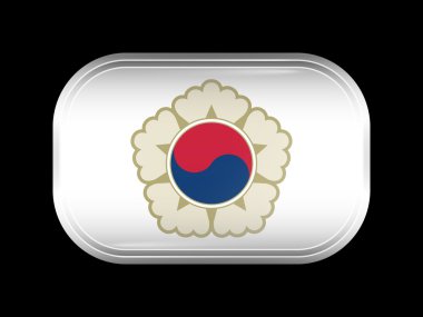 South Korea Variant Flag. Rectangular Shape with Rounded Corners