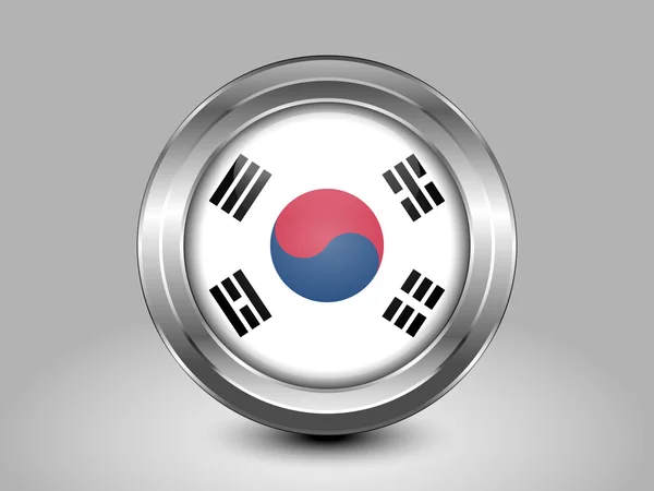 Flag of South Korea. Metal Round Icon — Stock vektor