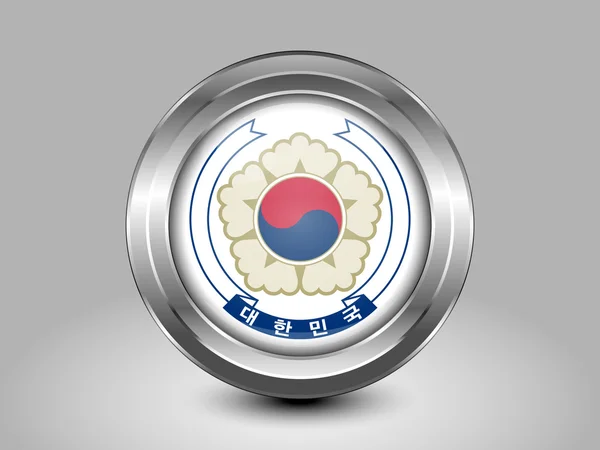 South Korea Variant Flag. Metal Round Icon — Stock vektor