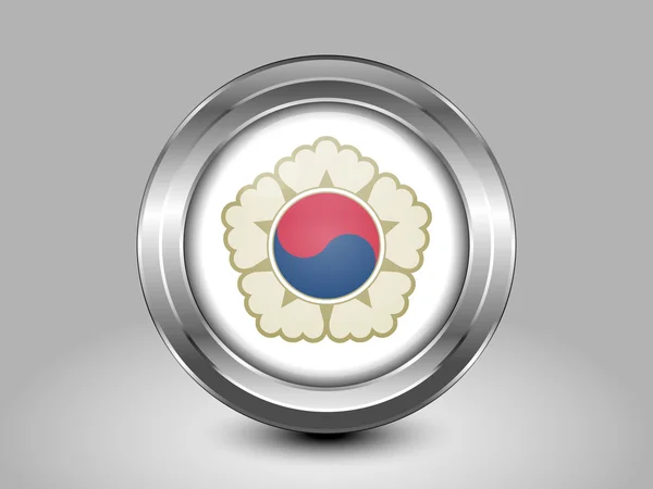 South Korea Variant Flag. Metal Round Icon — Stock vektor