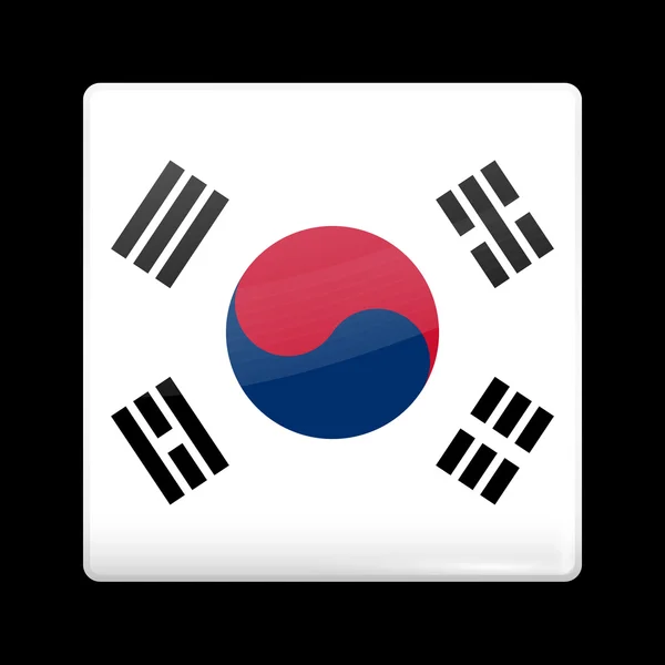 Flag of South Korea. Glassy Icon Square Shape — Stock vektor