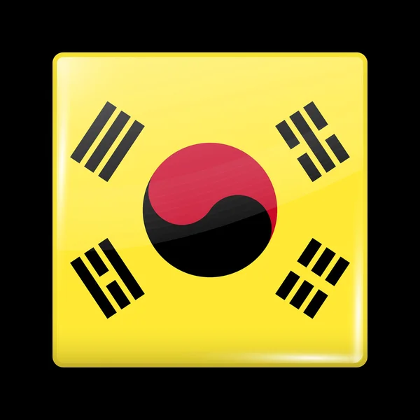 Südkoreanische Flagge. glasige Ikone quadratische Form — Stockvektor