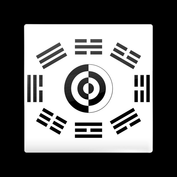 South Korea Variant Flag. Glassy Icon Square Shape