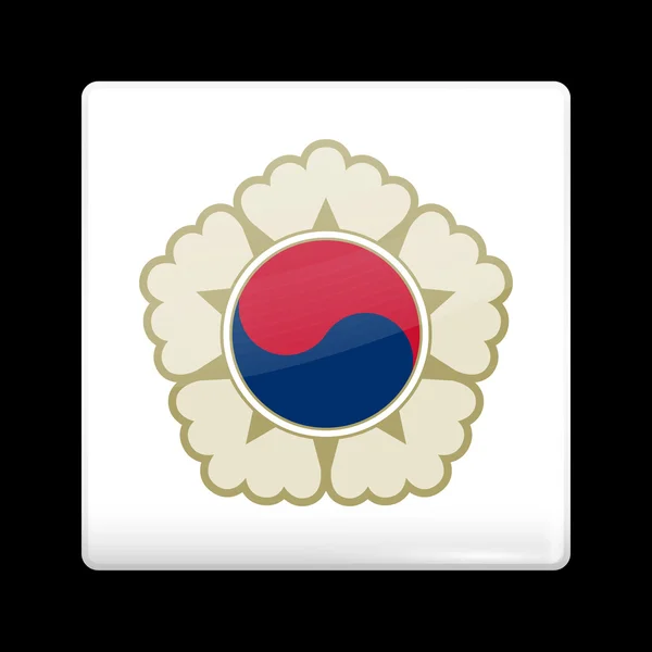 South Korea Variant Flag. Glassy Icon Square Shape — Stock vektor