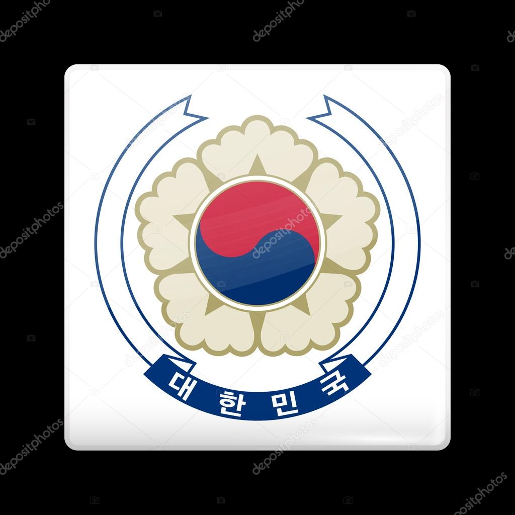 South Korea Variant Flag. Glassy Icon Square Shape