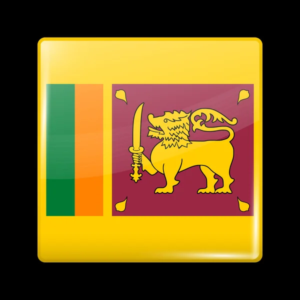 Bandeira do Sri Lanka. Forma quadrada de ícone vítreo — Vetor de Stock