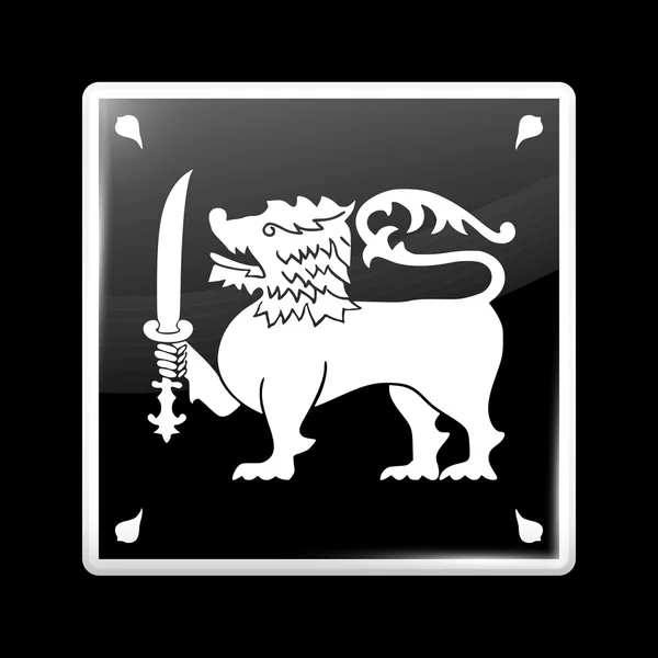 Bandiera dello Sri Lanka. Icona vetrosa Forma quadrata — Vettoriale Stock