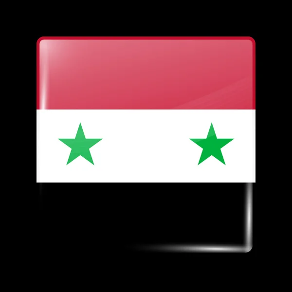 Bandiera della Siria. Icona vetrosa Forma quadrata — Vettoriale Stock