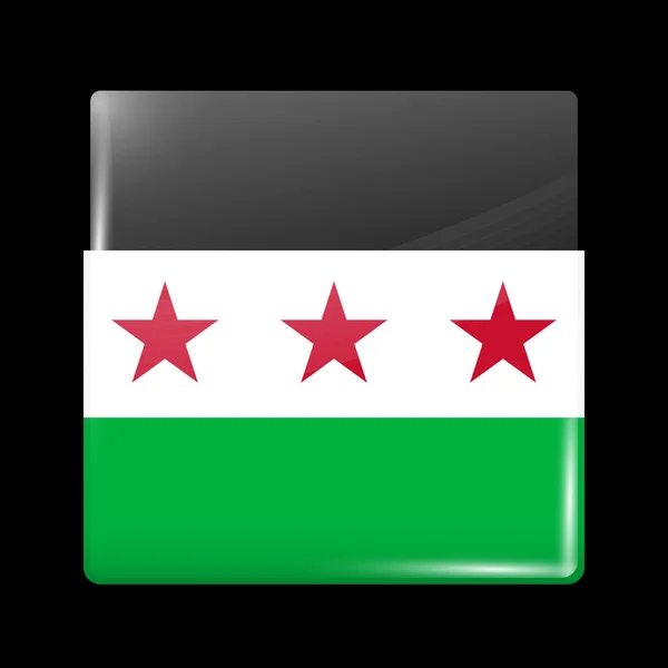 Flag of Syria. Glassy Icon Square Shape — Stock Vector