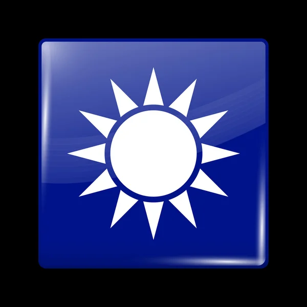 Bandera de Taiwan Variant. Icono vidrioso forma cuadrada — Vector de stock