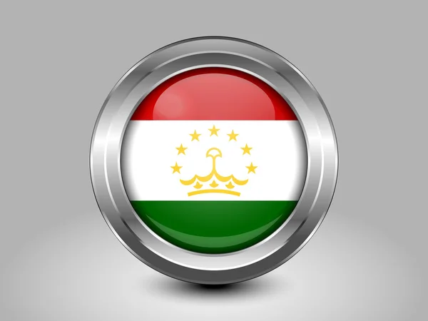 Bandera Variante Tayikistán. Icono redondo de metal — Vector de stock