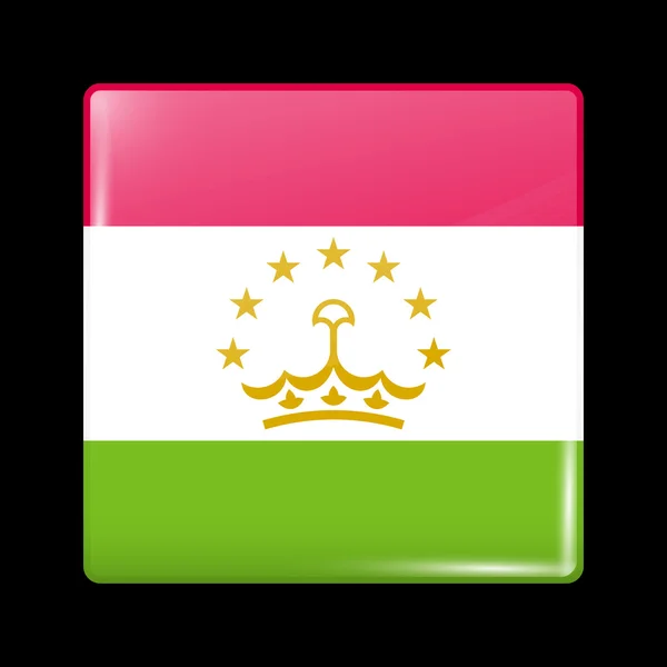 Bandiera del Tagikistan. Icona vetrosa Forma quadrata — Vettoriale Stock