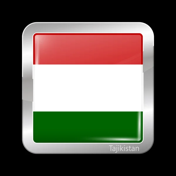 Tajikistan Variant Flag. Metallic Icon Square Shape — Stock Vector