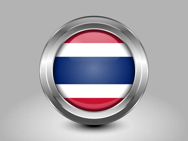 Flaggan av Thailand. Metall runda ikonen — Stock vektor