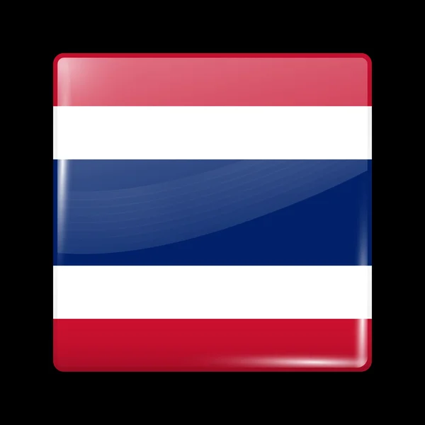 Flaggan av Thailand. Glasartade ikonen Square form — Stock vektor