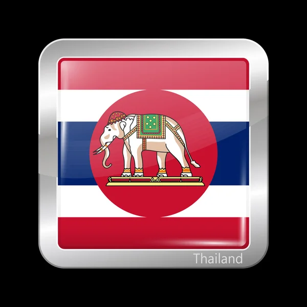 Thaïlande Variante Drapeau. Icône métallique forme carrée — Image vectorielle