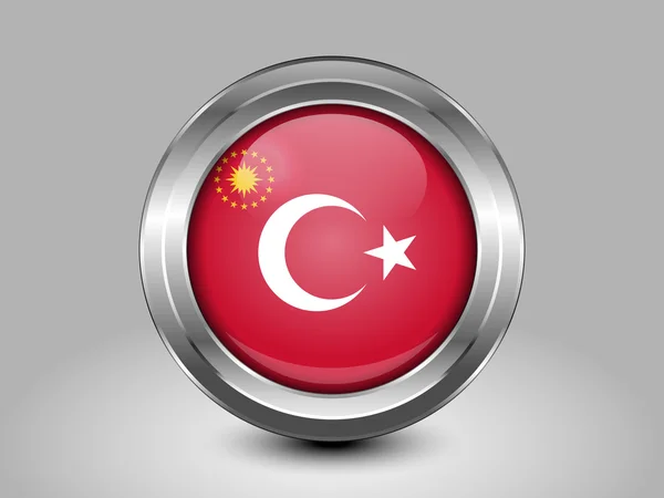 Turkiet Variant flagga. Metall runda ikonen — Stock vektor