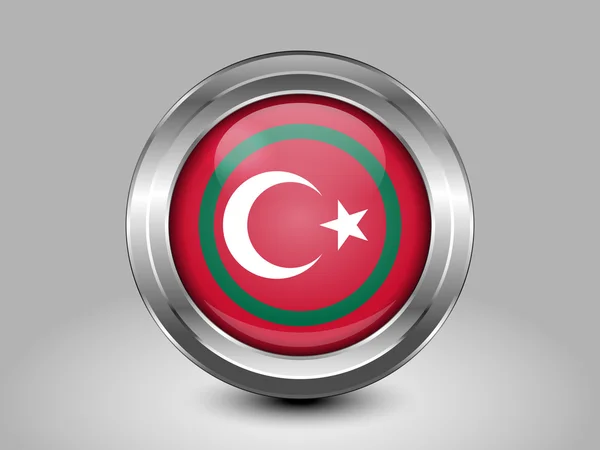 Turecko varianty vlajka. Kovové kulaté ikona — Stockový vektor