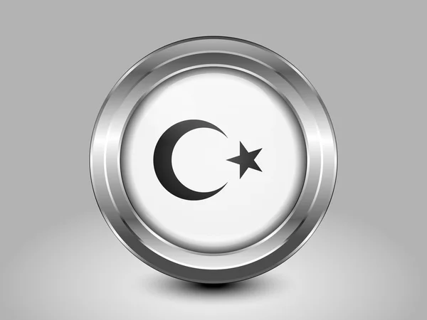 Bandiera Variante Turchia. Icona rotonda in metallo — Vettoriale Stock