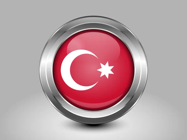 Osmanska riket Variant flagga. Metall runda ikonen — Stock vektor