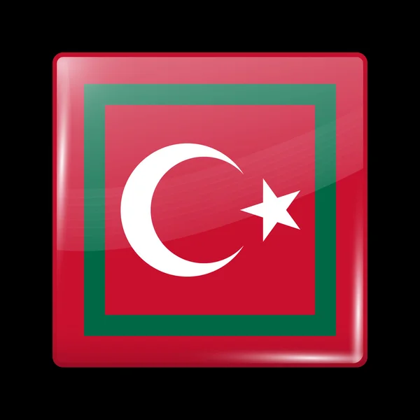 Bendera Varian Turki. Glassy Icon Square Bentuk - Stok Vektor
