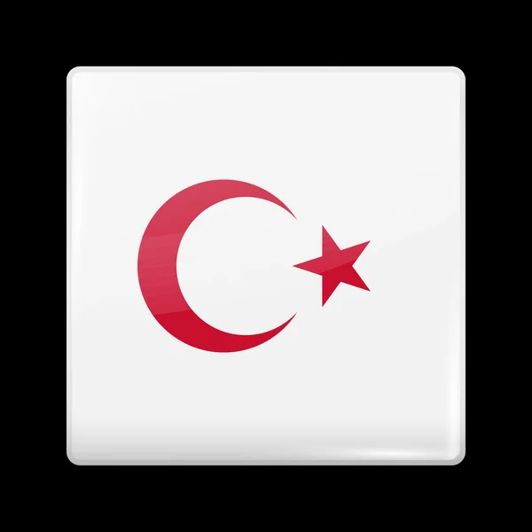 Tyrkiet Variant Flag. Glasset ikon firkantet form – Stock-vektor