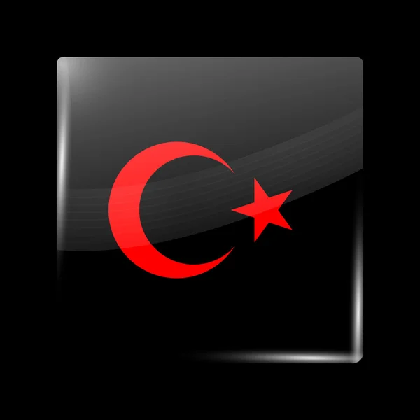 Tyrkiet Variant Flag. Glasset ikon firkantet form – Stock-vektor
