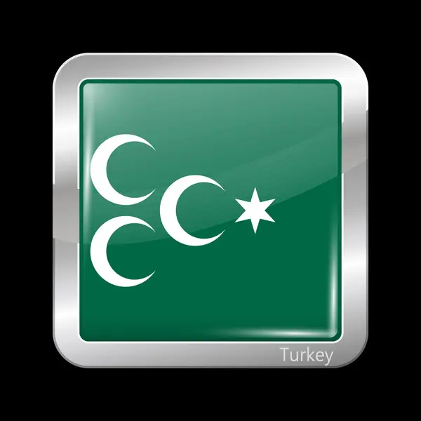 Bendera Kerajaan Ottoman Varian. Bentuk Alun-Alun Ikon Logam - Stok Vektor