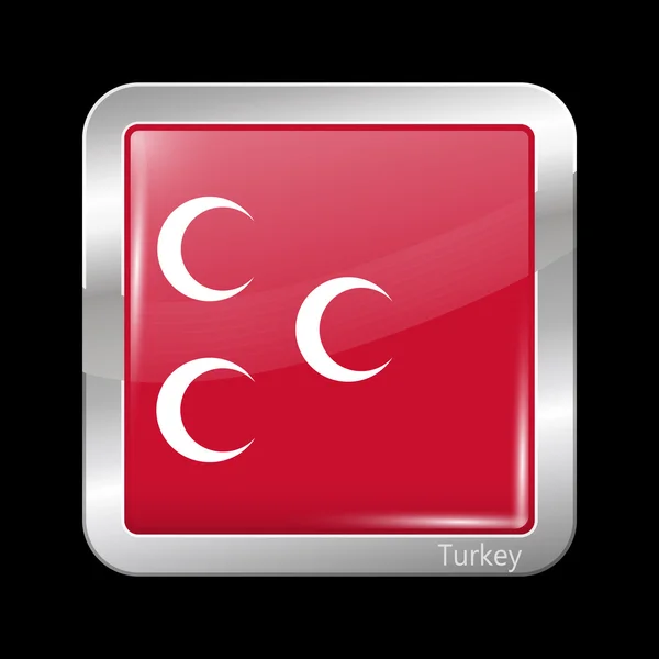 Bandeira da Variante do Império Otomano. Forma quadrada do ícone metálico — Vetor de Stock
