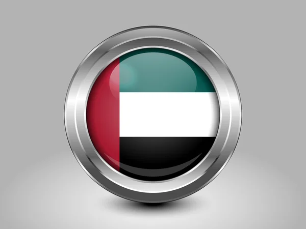Bandera de Emiratos Árabes Unidos. Icono redondo de metal — Vector de stock