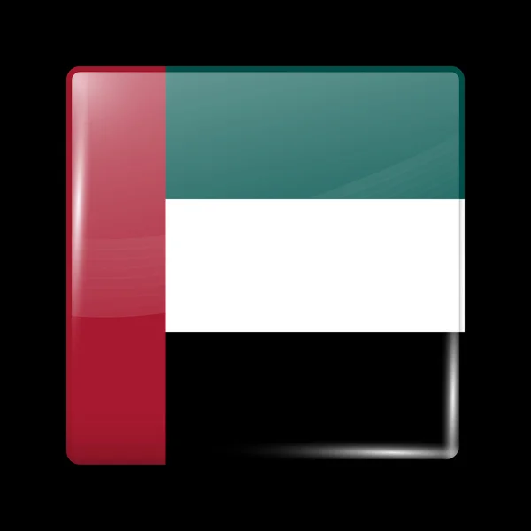 Flagge der Vereinigten Arabischen Emirate. glasige Ikone quadratische Form — Stockvektor