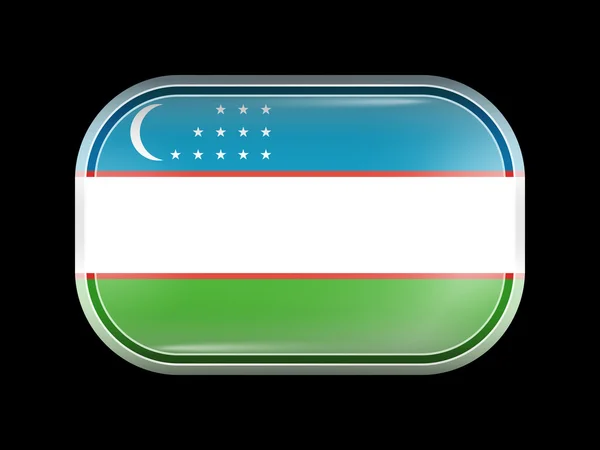 Flag of Uzbekistan. Rectangular Shape with Rounded Corners — Stock Vector