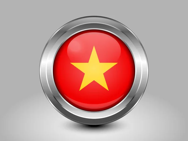 Bendera Varian Vietnam. Ikon Bundar Logam - Stok Vektor