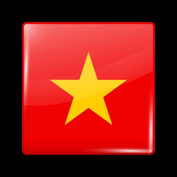 Drapeau de la Variante Vietnam. Forme carrée d'icône vitreuse — Image vectorielle